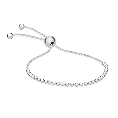Image of Tuscany Silver Women&#039;s Beaded Adjustable Slider Bracelet 10cm/4 23cm/9&quot; (Silver)&quot;