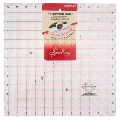 Image of Sew Easy Sewing and Patchwork Ruler Various Shapes Sizes, Square Quilting 12.5 x12.5 inch