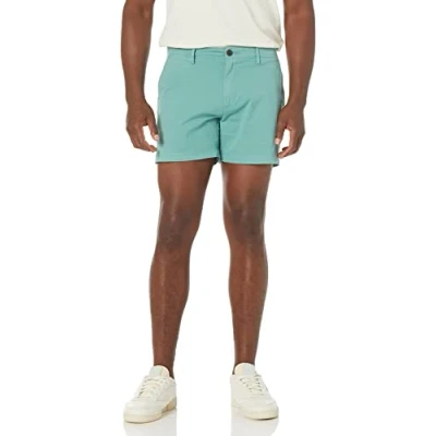 Image of Amazon Essentials Men&#039;s Slim Fit 5&quot; Flat Front Comfort Stretch Chino Short (Previously Goodthreads), Duck Egg Blue, 40W