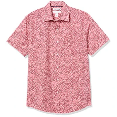 Image of Amazon Essentials Men&#039;s Regular Fit Short Sleeve Poplin Shirt, Washed Red Roses, M