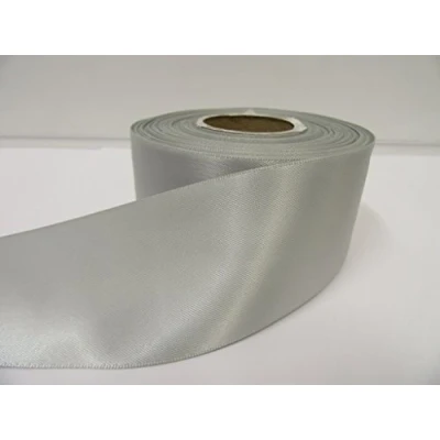 Image of 2 metres of 50mm Satin Ribbon Silver Double Sided 50 mm 5cm 2&quot; Inch