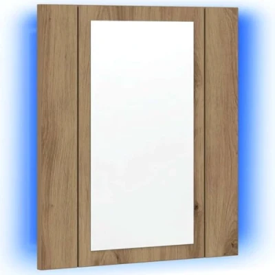 Image of vidaXL LED Bathroom Mirror Cabinet Wall Mounted Artisan Oak Engineered Wood RGB Lighting 40x12x45 cm