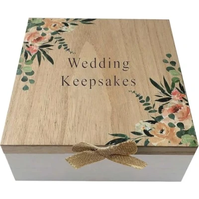Image of Widdop and Co Love Story Wooden Wedding Day Keepsake Box Mr Mrs Hearts