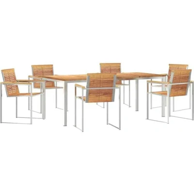 Image of vidaXL 7 Piece Garden Dining Set in Solid Wood Teak