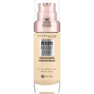 Image of Maybelline Foundation, Dream Radiant Liquid Hydrating Foundation with Hyaluronic Acid and Collagen Lightweight, Medium Coverage Up to 12 Hour Hydration 30 Sand