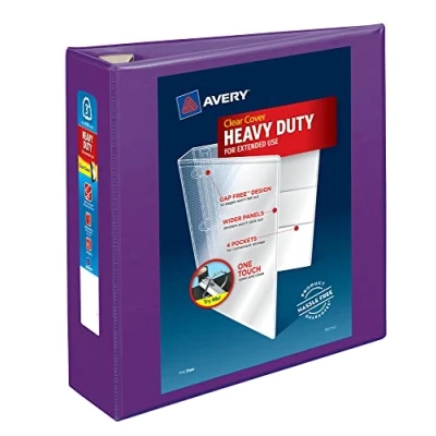 Image of Avery Heavy Duty View 3 Ring Binder, 3&quot; One Touch EZD Rings, 1 Purple Binder (79810)