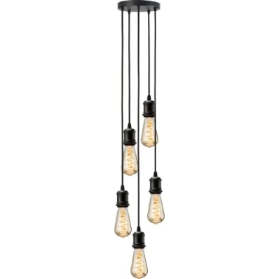 Image of KnightsBridge CALLA 230V E27 Vintage 5 Light Pendant Matt Black