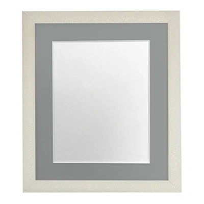 Image of FRAMES BY POST Glitz Cream Picture Photo Frame with Dark Grey Mount A2 Image Size A3 Plastic Glass