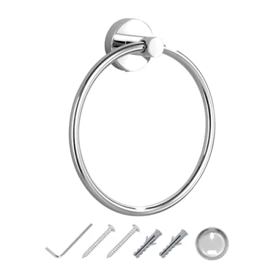 Image of JASSFERRY Wall Mounted Circle Round Towel Ring Luxury Modern Design Bath Hand Holder Hanger Polished Chrome