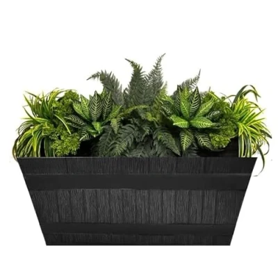 Image of Fixtures Barrel Design Grey Trough/Planter 50x25.5x19.5cm