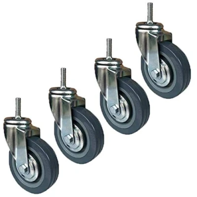 Image of WQSQ 4 Swivel Casters Wheels 75/100mm Heavy Duty Castor Wheel With M10/M12 Threaded Trolley Furniture Caster Brake 270kg Load Capacity