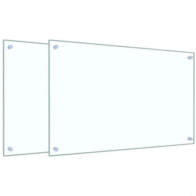 Image of vidaXL Kitchen Backsplashes 2 pcs Transparent 80x50 cm Tempered Glass