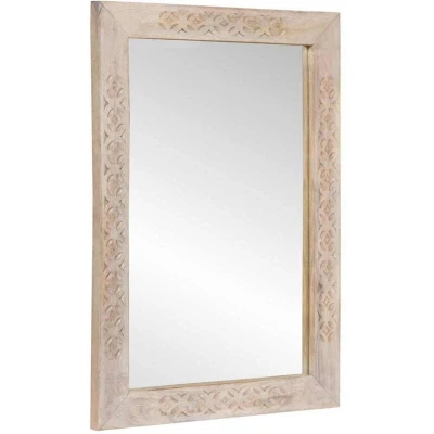 Image of vidaXL Mirror with White 57 x 70 3 cm Solid mango wood