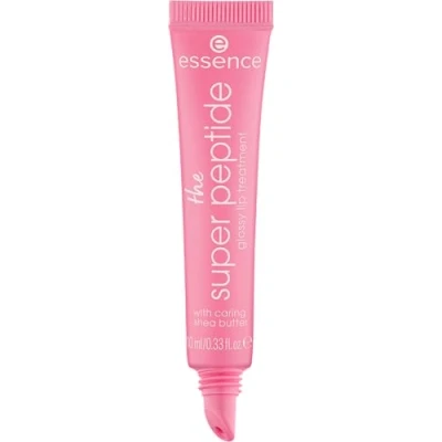 Image of essence the super peptide glossy lip treatment, balm, no. 02, pink, smoothing, with vitamins, nourishing, vegan, no parabens, microplastic particles, nanoparticles free, pack of 10 ml