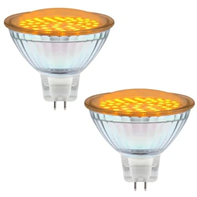 Image of Long Life Lamp Company 2 x 12v LED MR16 Amber 2w Low Voltage Spot Light Bulb GU5.3