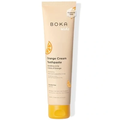 Image of Boka Natural Kids Toothpaste, Fluoride Free Nano Hydroxyapatite for Remineralizing, Sensitive Teeth, &amp; Whitening Dentist Recommended Oral Care Orange Cream, 4oz 1 Pack Made in USA
