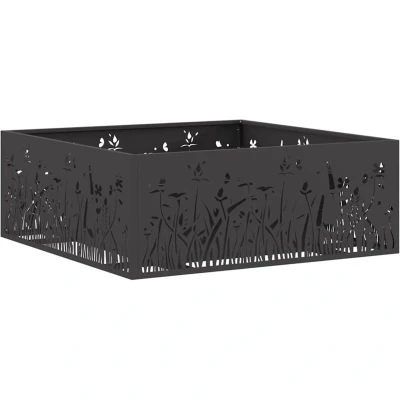 Image of vidaXL Fire Pit Square Black 80x80x30 cm Steel