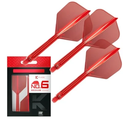 Image of TARGET Darts K Flex Integrated Dart Flight And Shaft, No.6 Red (Medium) Pack Of 3 No 6, Precision Moulded 2 In 1 Flights Stem Professional Accessories