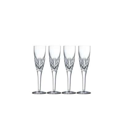 Image of Royal Doulton Highgate Crystal Champagne Flutes, Set of 4, Cut Glass Design, Clear