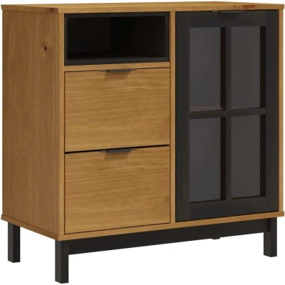Image of vidaXL Sideboard with Glass Door FLAM 80x40x80 cm Solid Wood Pine
