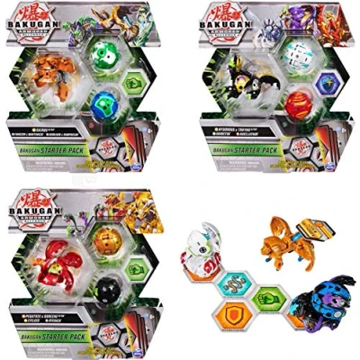 Image of BAKUGAN Starter Pack 3 Pack, Fused Hydorous x Trhyno Ultra, Armored Alliance Collectible Action Figures (Styles Vary)