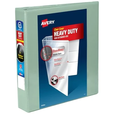 Image of Avery Heavy Duty View 3 Ring Binders, Customizable Cover, 1.5 Inch Slant Rings, 1 Sage Binder (79819)
