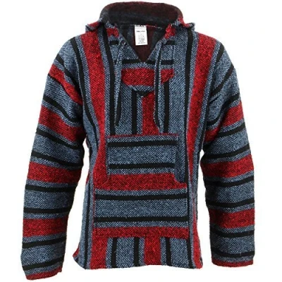 Image of Siesta Mexican Baja Jerga Hoody Blue &amp; Red (X Large)