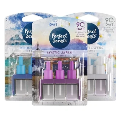 Image of Perfect Scents 3 Air Freshener Refill Compatible with 3volution (Mystic Japan, Mountain &amp; White Flowers) (Pack of 3)