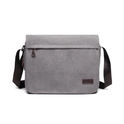 Image of Kono Messenger Bags, Men&#039;s Canvas Shoulder Bag Retro Laptop Briefcase with Multiple Pockets for School Travel Business, Fits 13 Inch