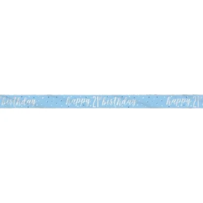 Image of Unique 83479 Blue Prismatic 21st Birthday Foil Banner, 108&quot; 1 Pc, Age 21