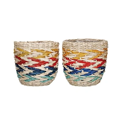 Image of KitchenCraft Woven Seagrass Rainbow Planters Set of 2