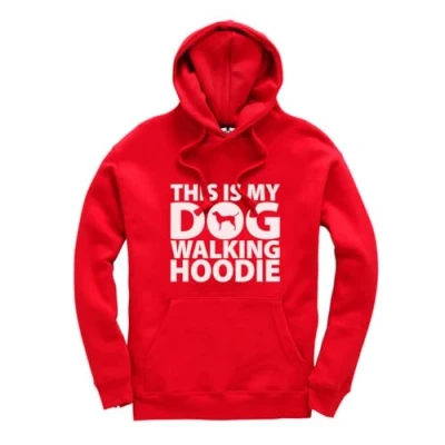 Image of Taylor Brown This is my dog walking Hoodie cute fun trending puppy Jumper Unisex Funny Adults Red