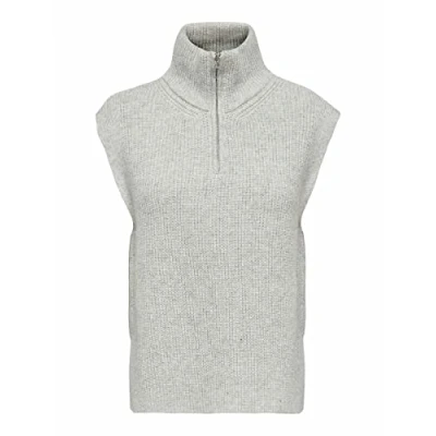Image of Only Women&#039;s ONLTIA Life Highneck Vest KNT NOOS Pullover Sweater, Light Grey Melange, L