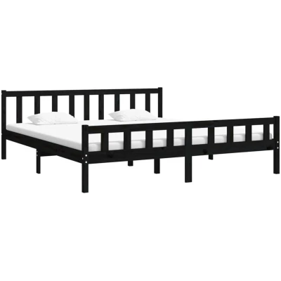 Image of vidaXL Bed Frame without Mattress Black Solid Wood 160x200 cm