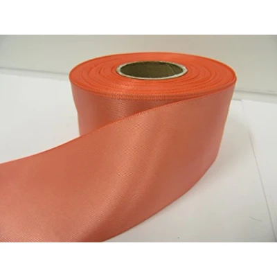 Image of 2 metres of 50mm Satin Ribbon Coral Pink Double Sided 50 mm 5cm 2&quot; Inch