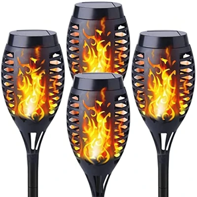 Image of Yohencin Solar Lights for Garden, Flame Effect Torch Waterproof Powered Flickering Dancing Lighting Outdoor Garden Ornament Patio Pathway Yard Driveway (4 Pack)