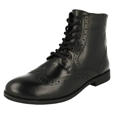 Image of Ladies Leather Collection Brogue Lace Up Detailed Boots F4456 Black UK Size 5 EU 38 US 7