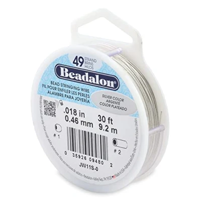 Image of Beadalon 0.46 mm Diameter 9.2 m Reel 49 Strand Wire, Silver