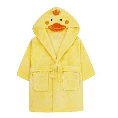 Image of Metzuyan Kids Infant Boys Girls Unisex Plush Fleece Duck Novelty Dressing Gown Robe Hooded Size 2 3 Years