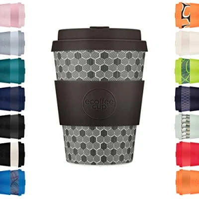 Image of Ecoffee Cup 12oz 350ml Reusable Eco Friendly 100% Plant Based Coffee with Silicone Lid &amp; Sleeve Melamine Free Biodegradable Dishwasher/Microwave Safe Travel Mug, Fermi&#039;s Paradox