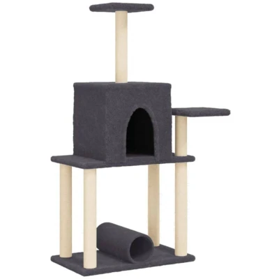 Image of vidaXL Cat Tree with Sisal Scratching Posts Dark Grey 122 cm