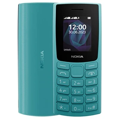 Image of Nokia 105 2G Feature Phone with long lasting battery, 12 hours of talk time, wireless FM radio, large display, and tactile keyboard, Dual Sim Cyan