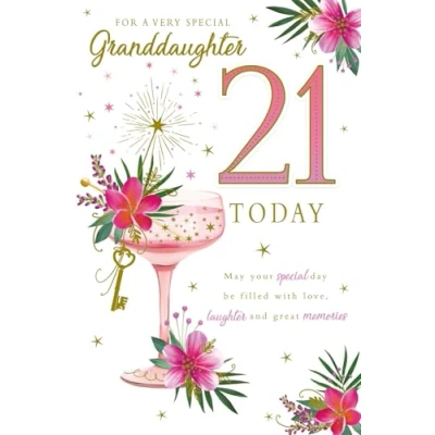 Image of Paper Rose Special Granddaughter 21st Birthday Card Age 21 with Foil Details Eco Friendly and Recyclable