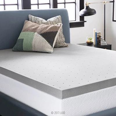 Image of LUCID 3 Inch Bamboo Charcoal Memory Foam Mattress Topper Twin