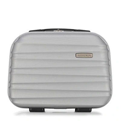Image of WITTCHEN Cosmetic Case Travel Suitcase Carry On Cabin Luggage Hardshell Made of ABS Combination Lock Groove Line Grey