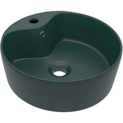 Image of vidaXL Luxury Wash Basin with Overflow Matt Dark Green 36x13 cm Ceramic