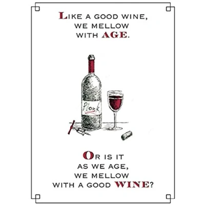 Image of Mellow with Wine Funny O&#039;clock Birthday Greeting Card Humour Cards