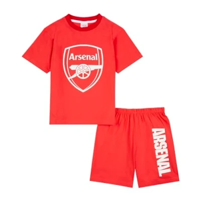 Image of Arsenal F.C. Boys Pyjamas, T Shirt and Shorts PJs Set, AFC Gifts for 14 15 Years Red