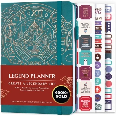 Image of Legend Planner Weekly &amp; Monthly Life to Hit Your Goals Live Happier. Organizer Notebook Productivity Journal. A5 (Dark Teal)