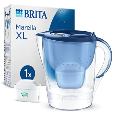 Image of BRITA Marella XL Water Filter jug Blue (3.5L) incl. 1x MAXTRA PRO All in 1 cartridge large volume with digital LTI and Flip Lid now sustainable Smart Box packaging